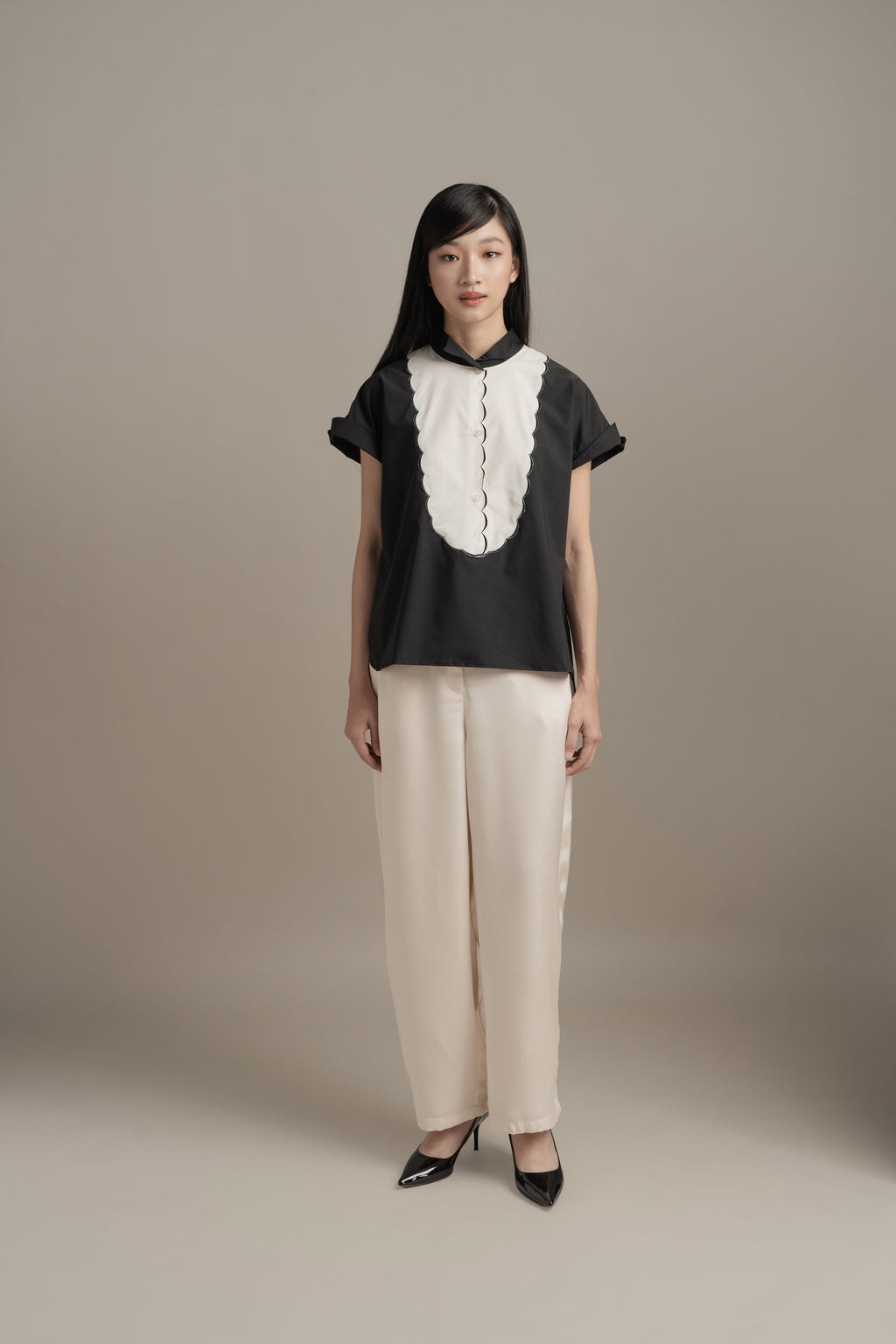 BL Two Tone Collar Shirt in Licorice