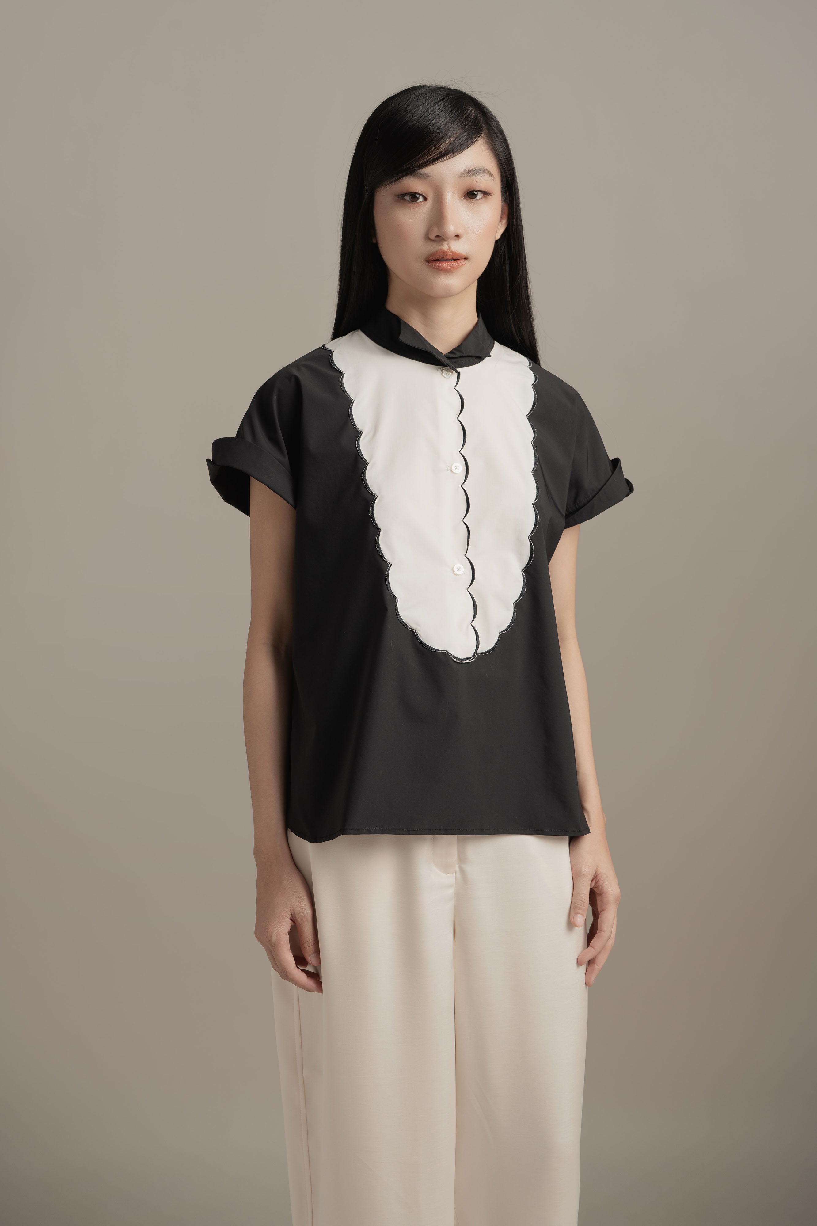 BL Two Tone Collar Shirt in Licorice (Shipment Date: 5 May - 18 May 2026)