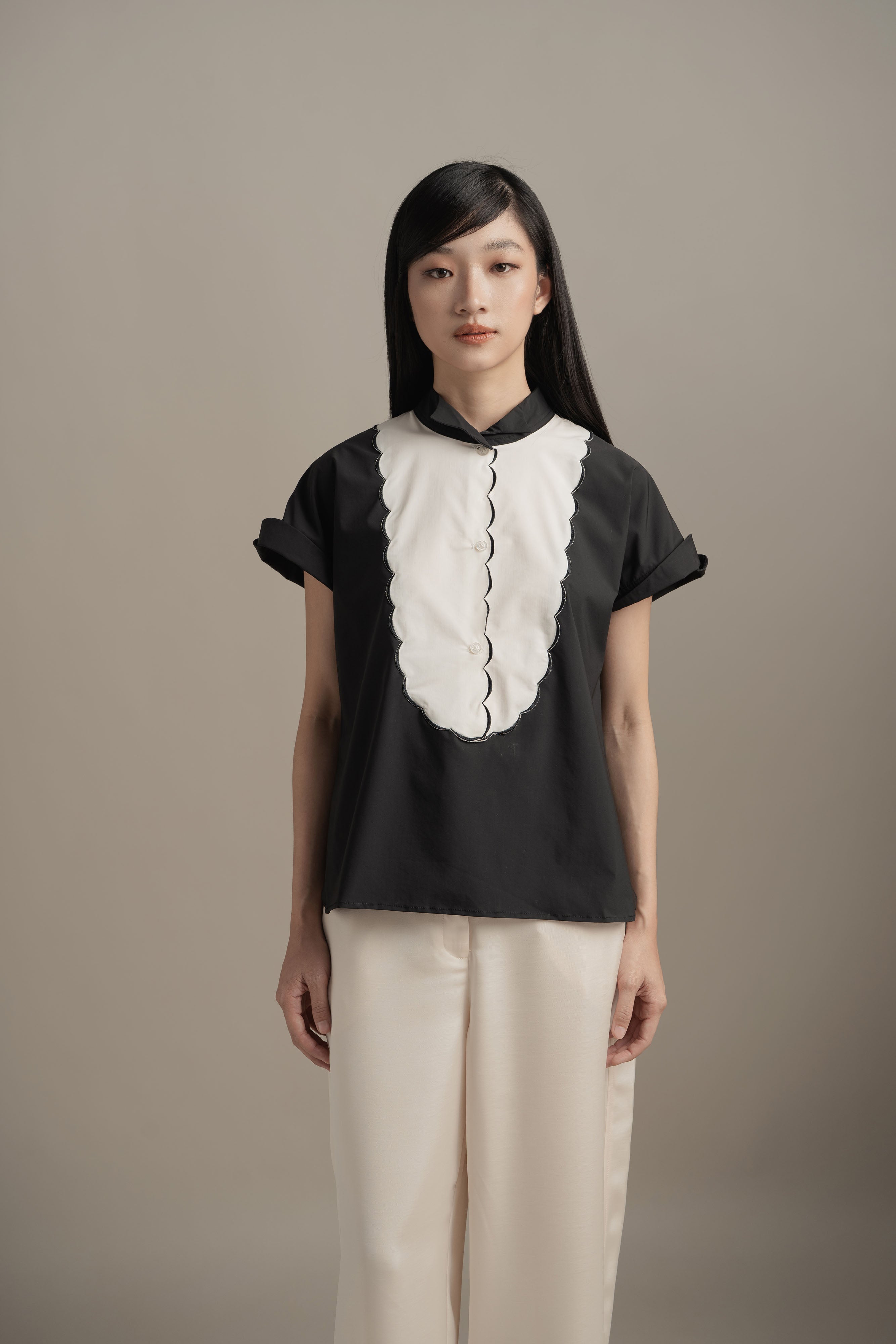 BL Two Tone Collar Shirt in Licorice (Shipment Date: 5 May - 18 May 2026)