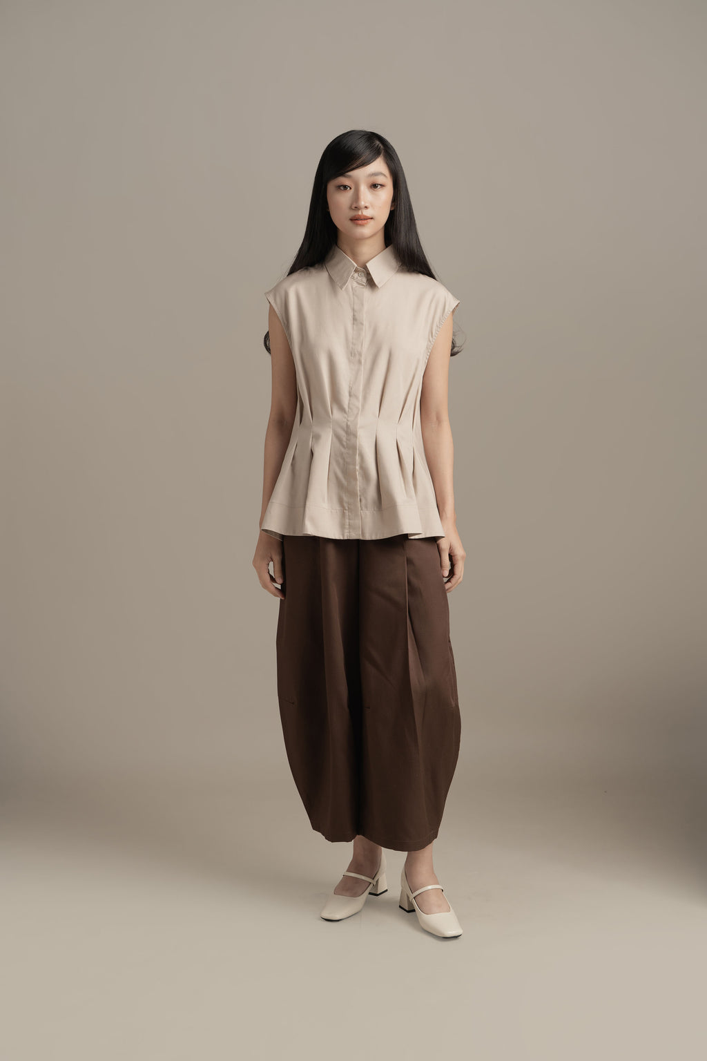 BL Peplum Shirt in Khaki (Shipment Date: 5 May - 18 May 2026)