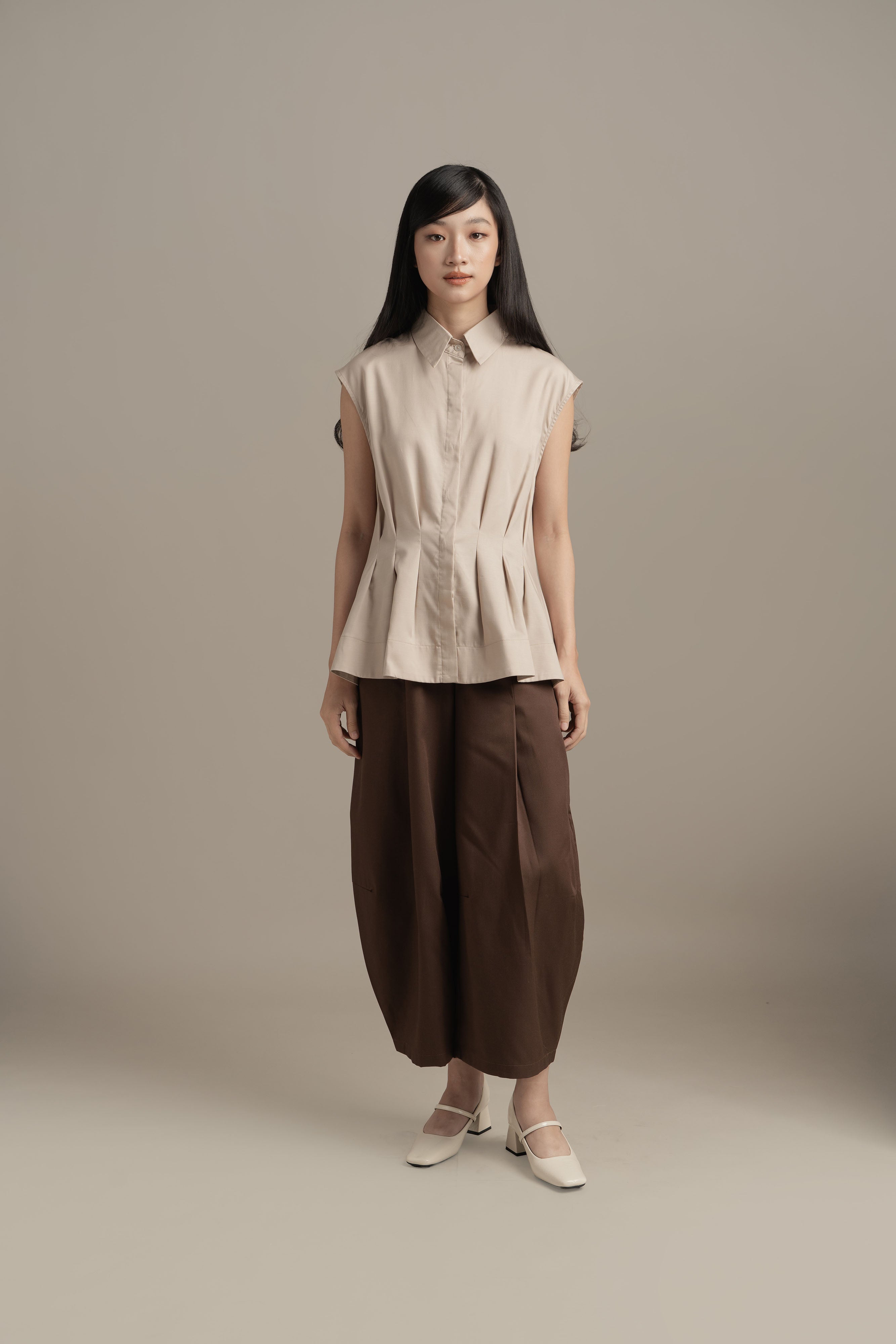 BL Peplum Shirt in Khaki (Shipment Date: 5 May - 18 May 2026)
