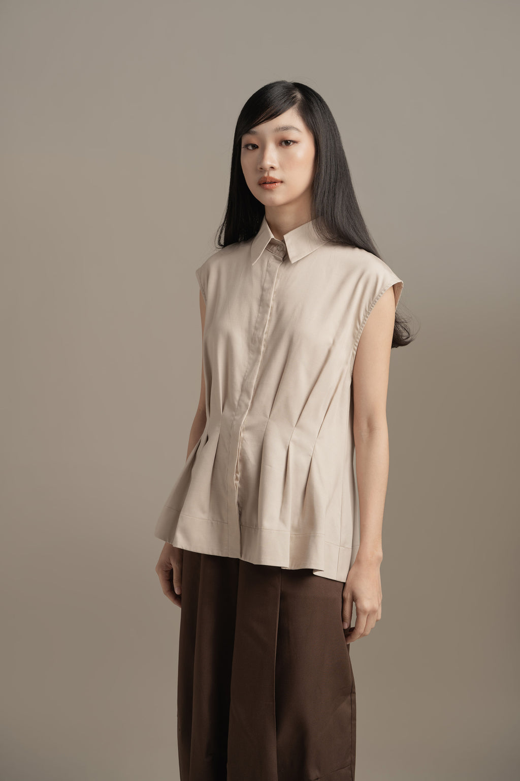 BL Peplum Shirt in Khaki (Shipment Date: 5 May - 18 May 2026)