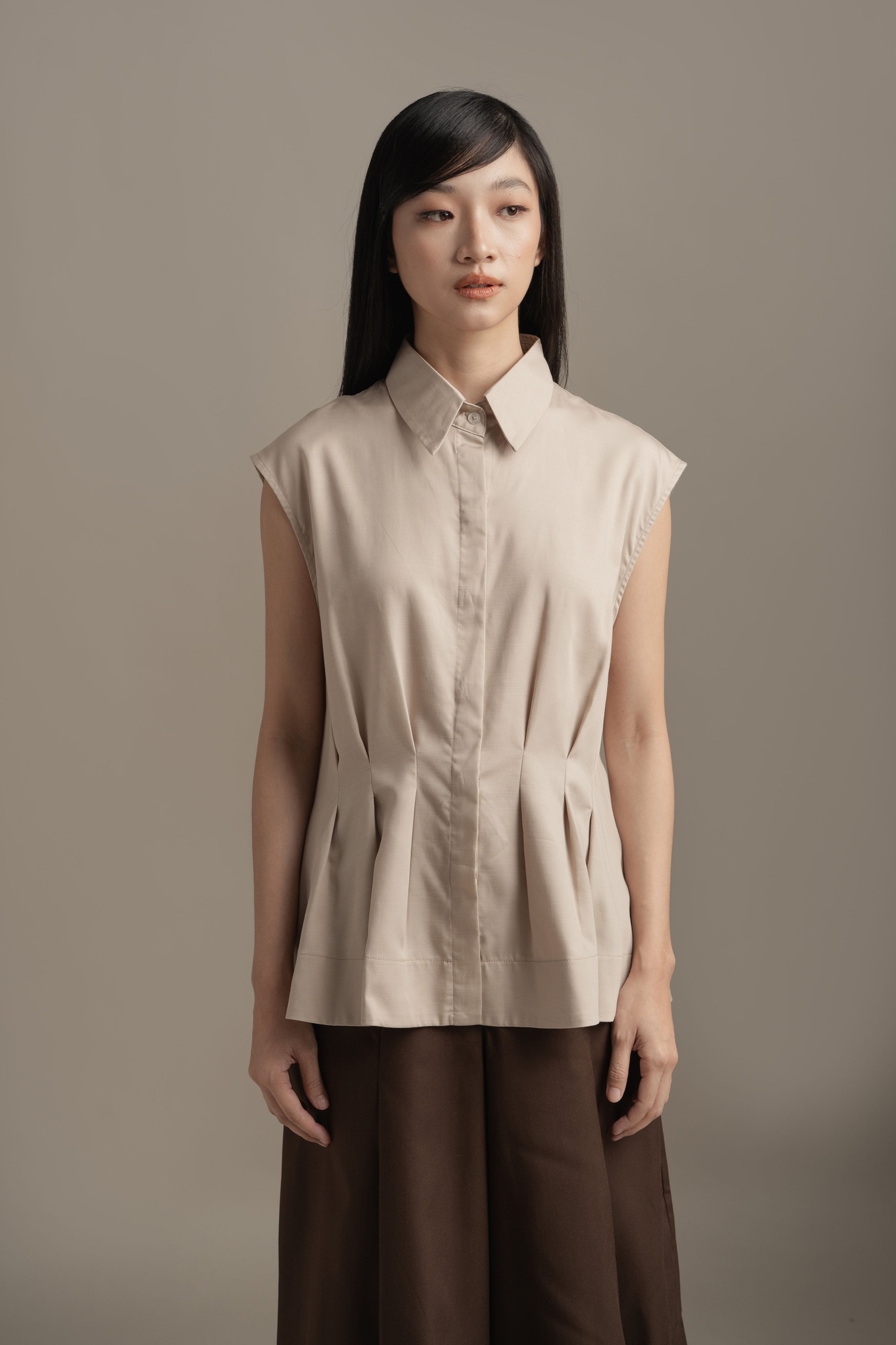 BL Peplum Shirt in Khaki (Shipment Date: 5 May - 18 May 2026)
