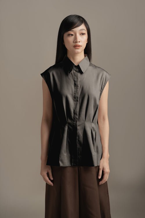BL Peplum Shirt in Licorice (Shipment Date: 5 May - 18 May 2026)