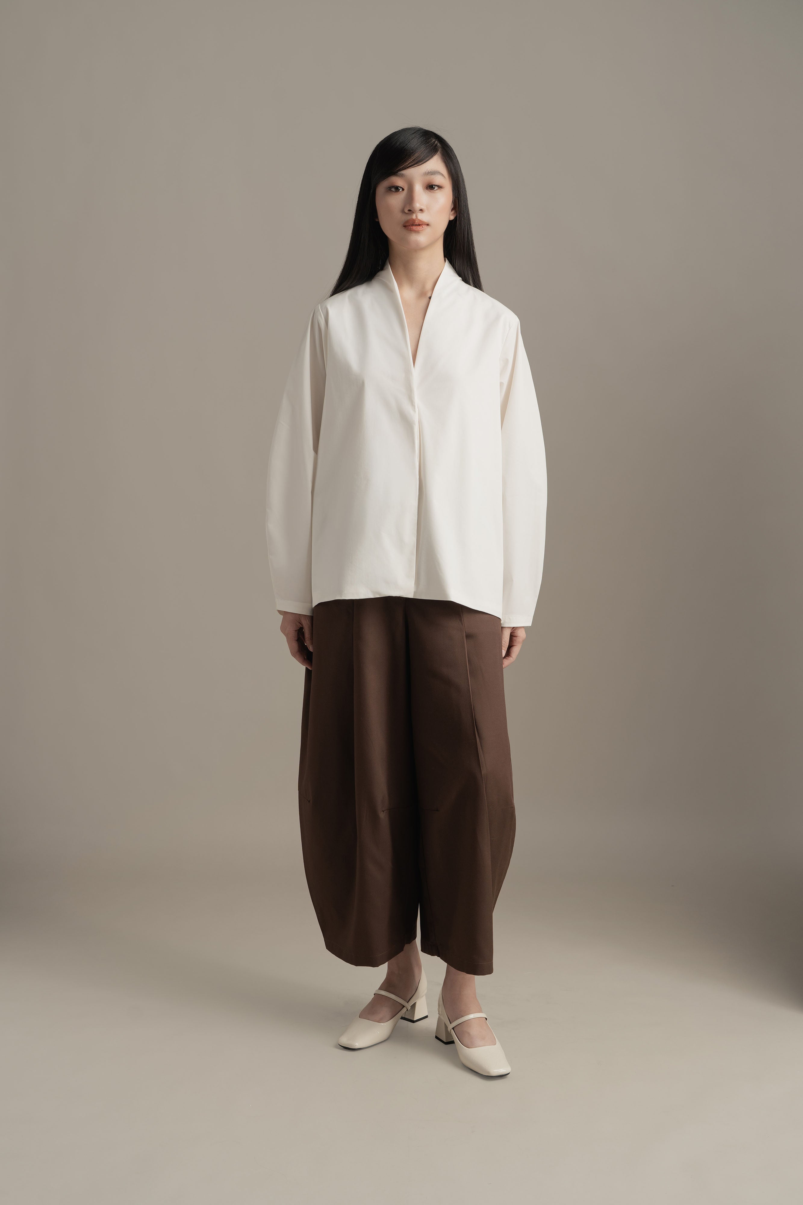 BL High Neck Shirt in Buttermilk