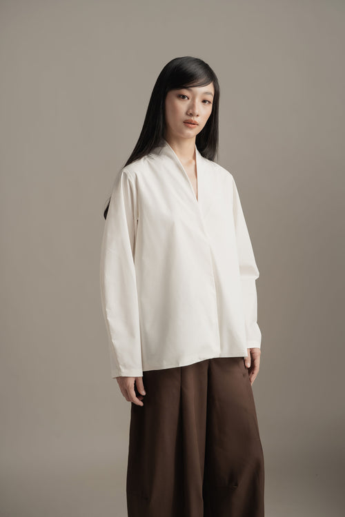 BL High Neck Shirt in Buttermilk