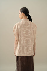 Lembayung Asymmetric Embroidery Top in Cream (Ready Shipment 11-25 March 2025)