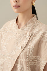 Lembayung Asymmetric Embroidery Top in Cream (Ready Shipment 11-25 March 2025)