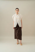 Lembayung Asymmetric Embroidery Top in Buttermilk