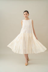 Lembayung Embroidery Sleeveless Dress in Buttermilk (Ready Shipment 11-25 March 2025)