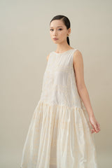 Lembayung Embroidery Sleeveless Dress in Buttermilk (Ready Shipment 11-25 March 2025)