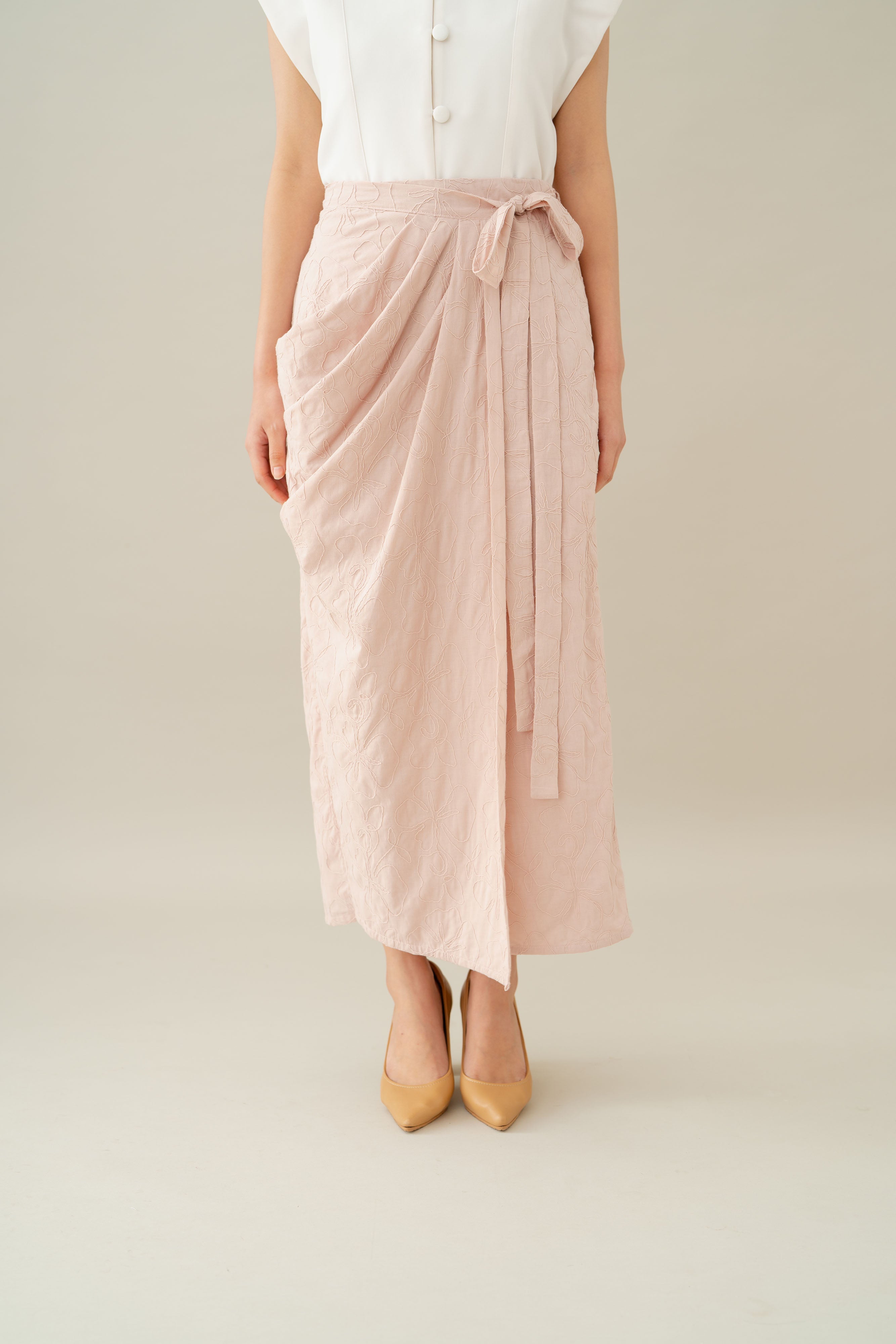 Lembayung Embroidery Wrap Skirt in Hey Baby