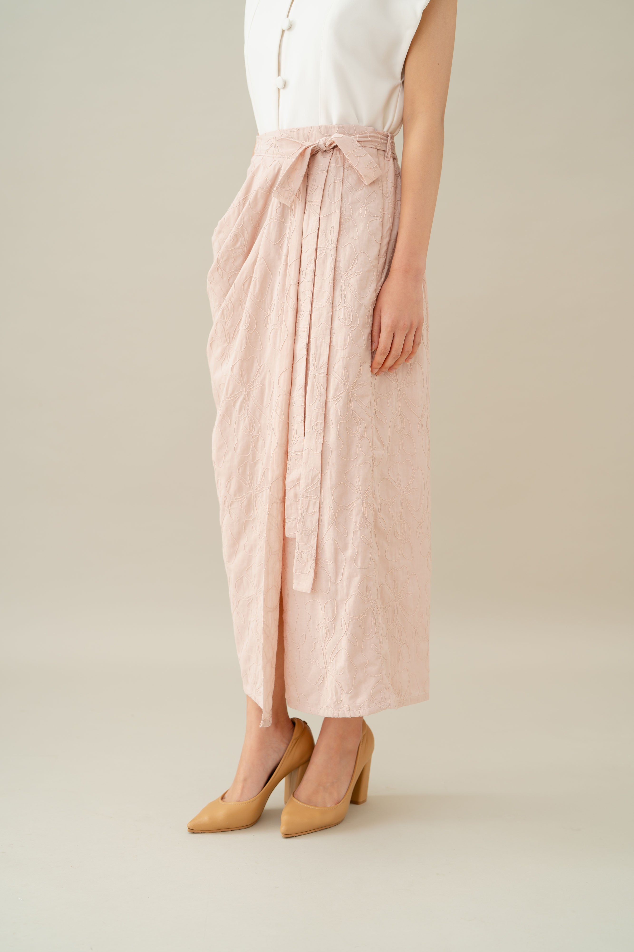 Lembayung Embroidery Wrap Skirt in Hey Baby