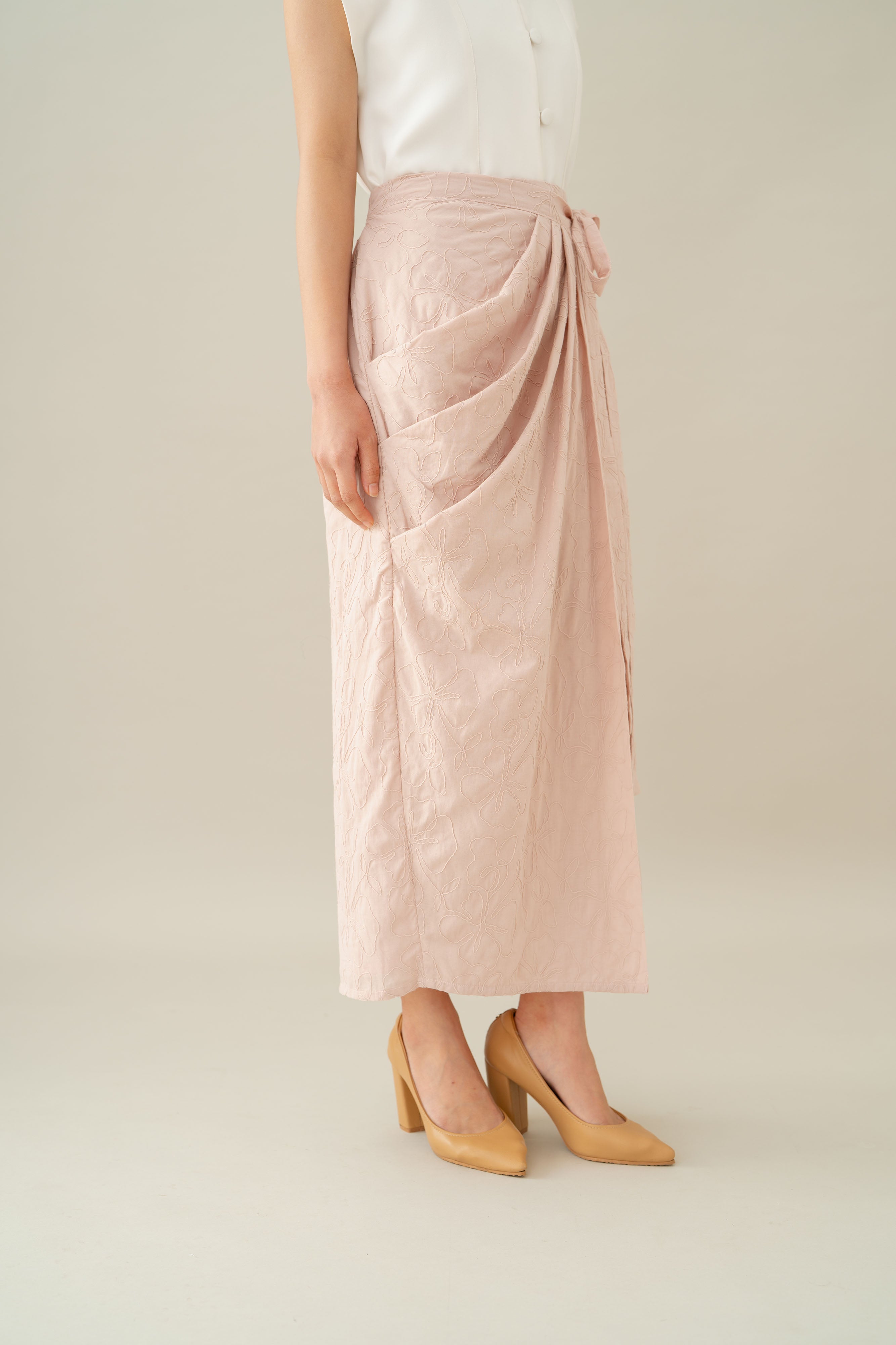 Lembayung Embroidery Wrap Skirt in Hey Baby