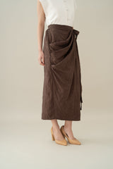 Lembayung Embroidery Wrap Skirt in Espresso (Ready Shipment 11-25 March 2025)