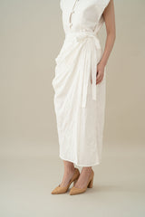 Lembayung Embroidery Wrap Skirt in Buttermilk (Ready Shipment 11-25 March 2025)