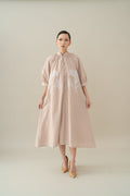 Lembayung Fleur Embroidery Dress in Sand
