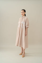 Lembayung Fleur Embroidery Dress in Sand (PO Shipment 17-26 March 2025)