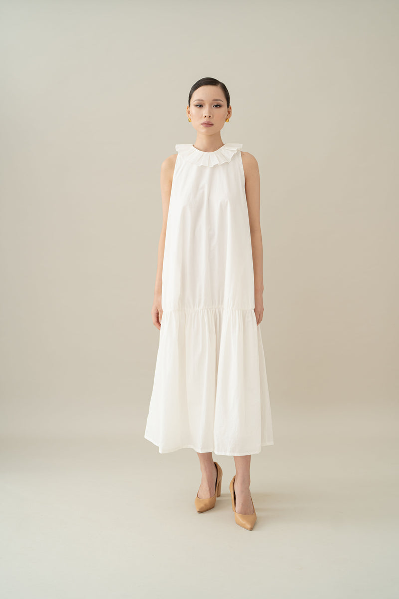 Lembayung Ruffle Collar Dress in Buttermilk (PO Shipment 17-26 March 2025)