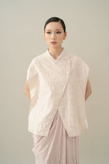 Lembayung Asymmetric Embroidery Top in Blush (Ready Shipment 11-25 March 2025)