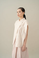 Lembayung Asymmetric Embroidery Top in Blush (Ready Shipment 11-25 March 2025)