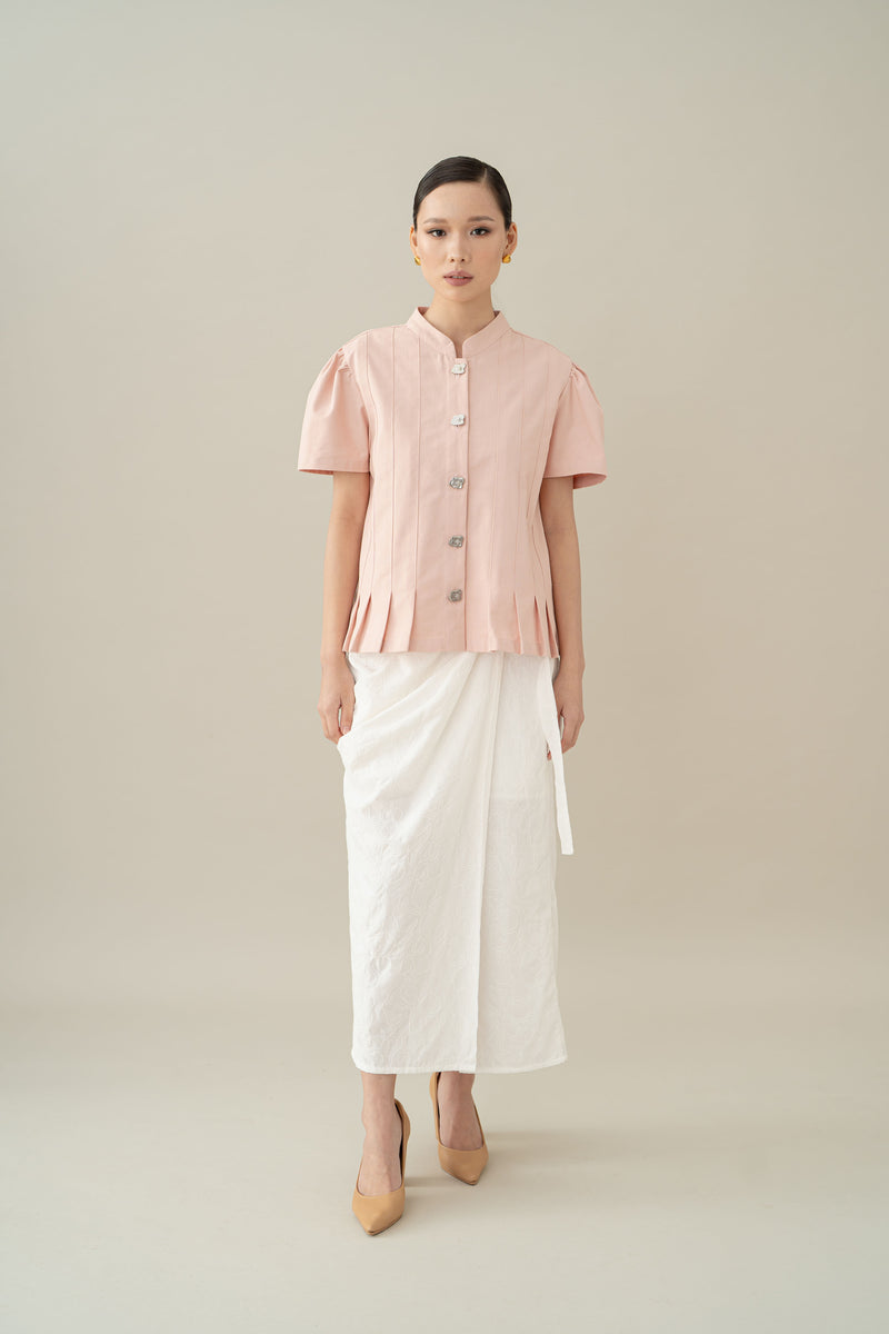 Lembayung Embroidery Wrap Skirt in Buttermilk (Ready Shipment 11-25 March 2025)