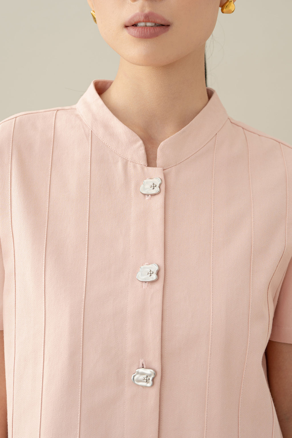 Lembayung Button Peplum Top in Hey Baby