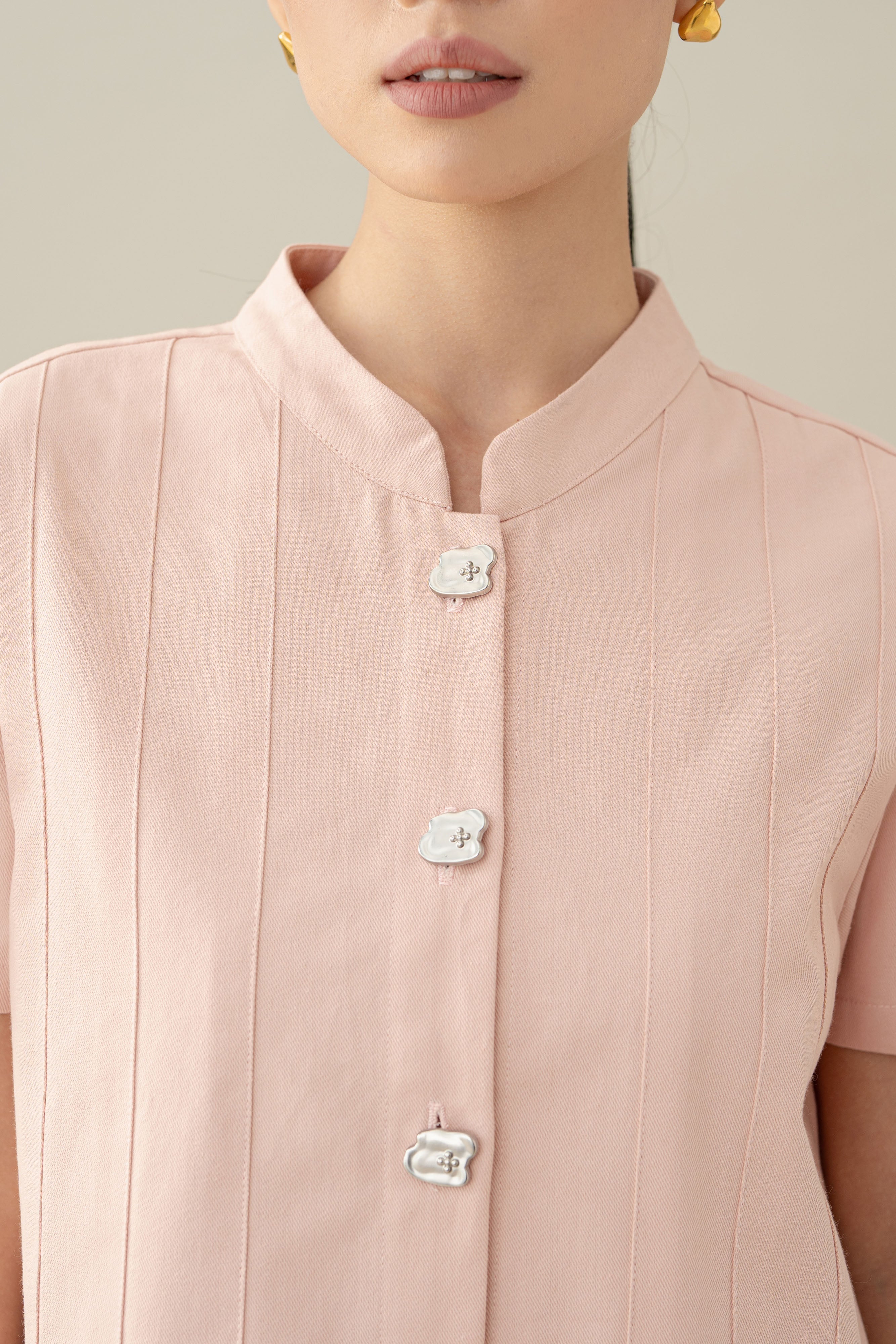 Lembayung Button Peplum Top in Hey Baby