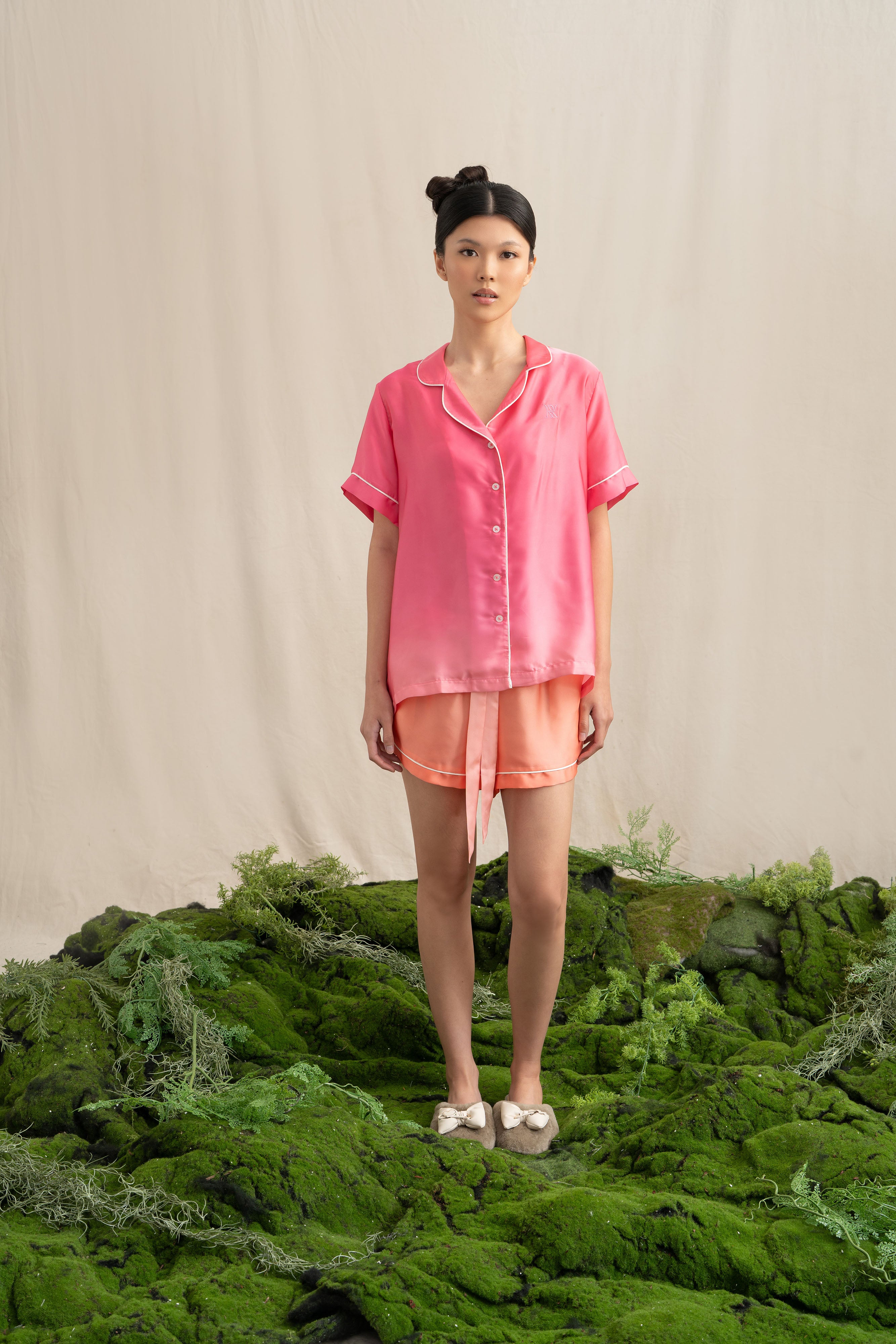 SD Satin Pajamas Set in Flamingo Pink (Shipment Date 8-19 June 2026)
