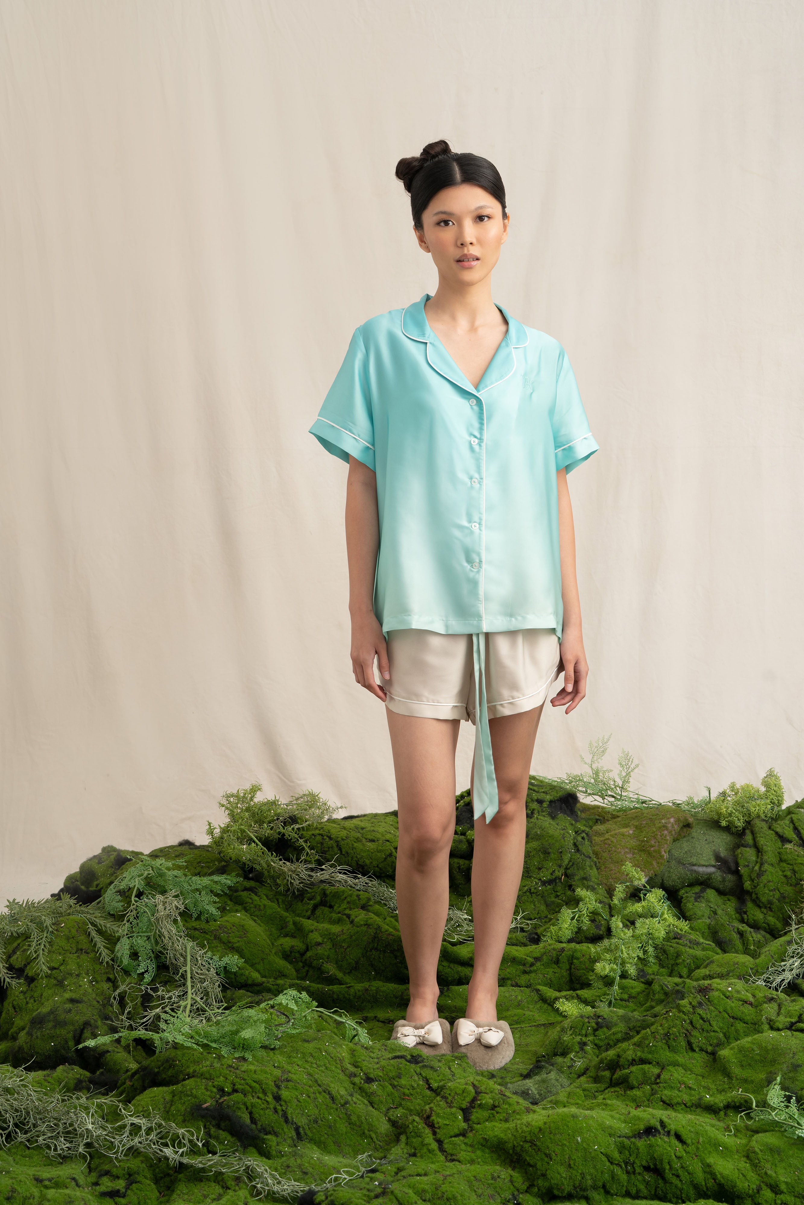SD Satin Pajamas Set in Ocean Blue (Shipment Date 8-19 June 2026)