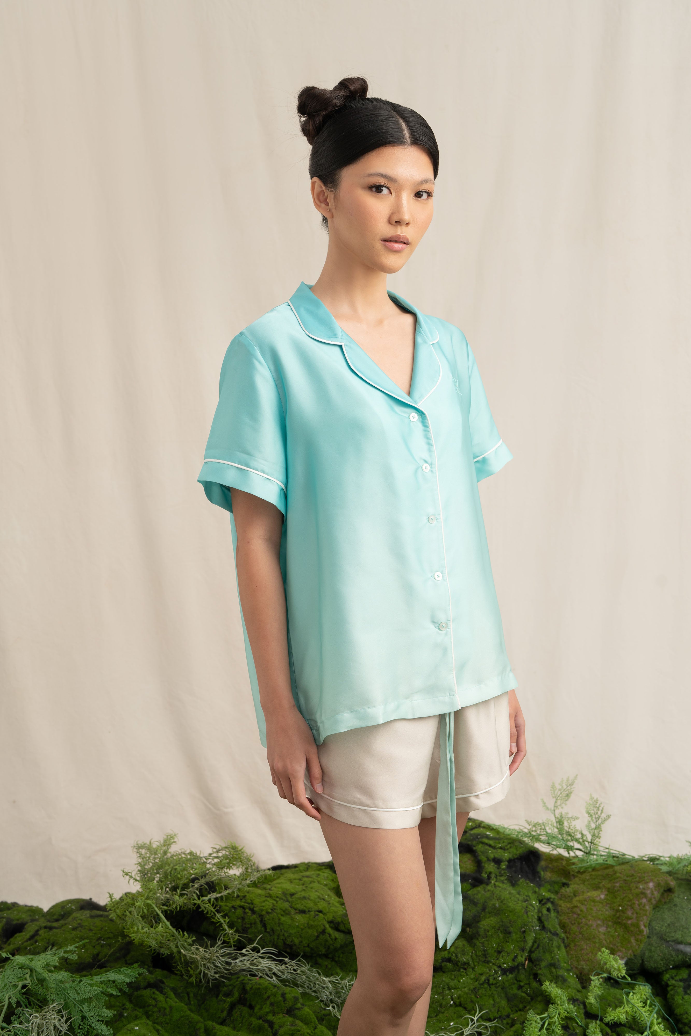 SD Satin Pajamas Set in Ocean Blue (Shipment Date 8-19 June 2026)