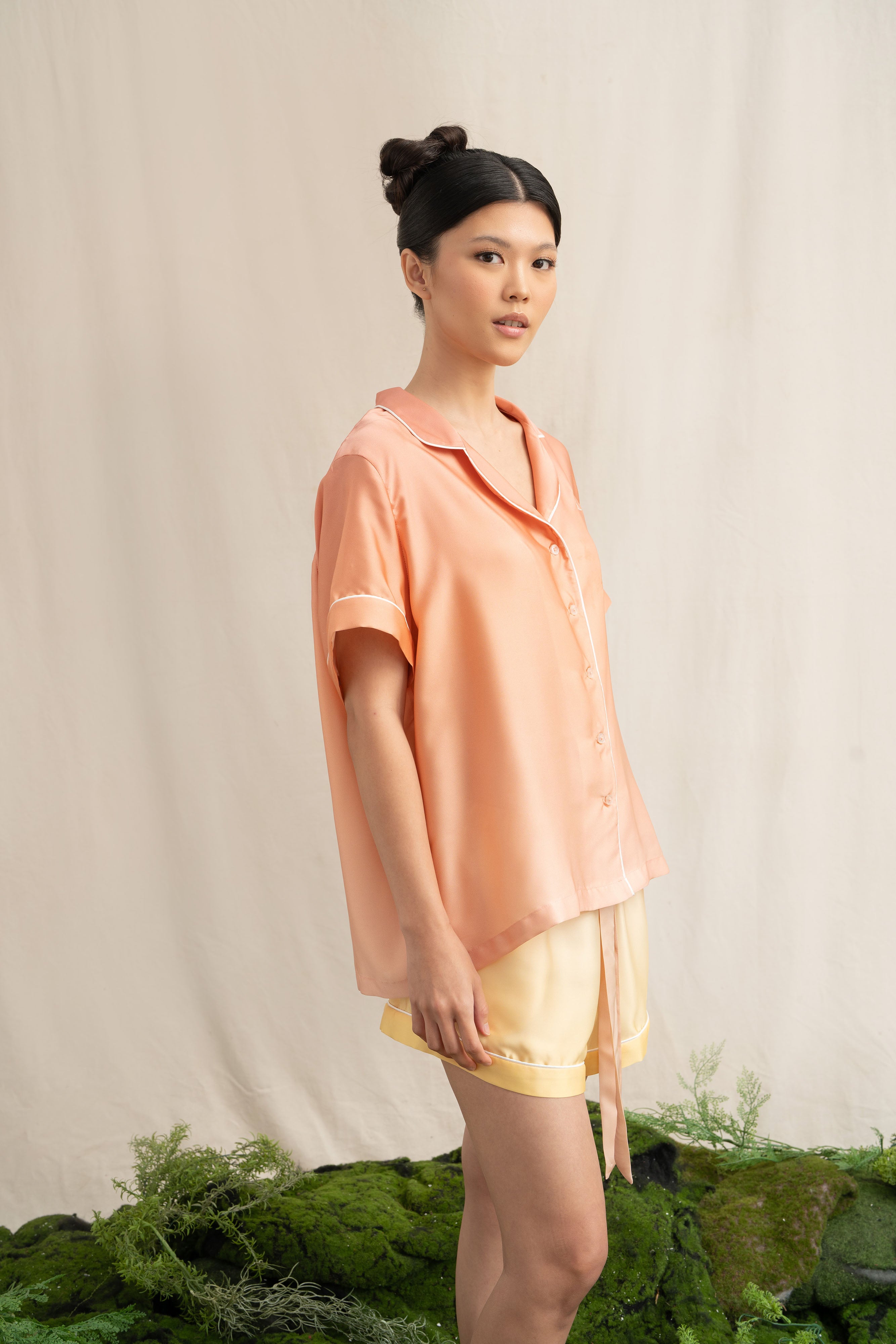 SD Satin Pajamas Set in Sunset Orange (Shipment Date 8-19 June 2026)
