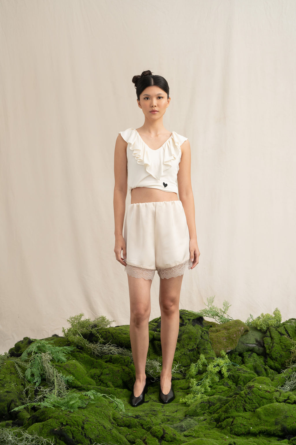 SD Lacey Satin Shorts in Buttermilk (Shipment Date 8-19 June 2026)