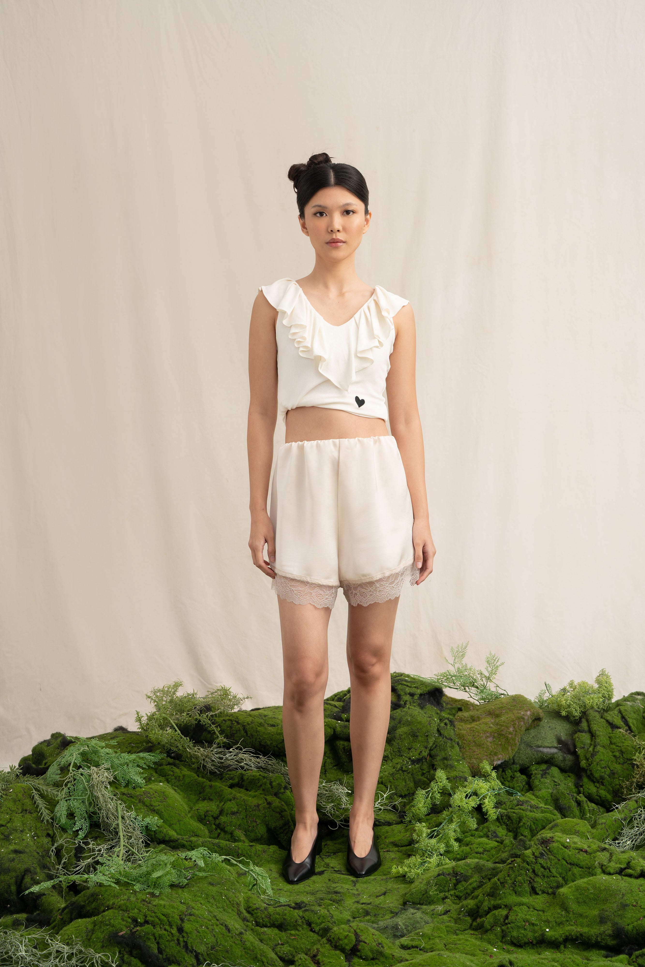SD Lacey Satin Shorts in Buttermilk (Shipment Date 8-19 June 2026)