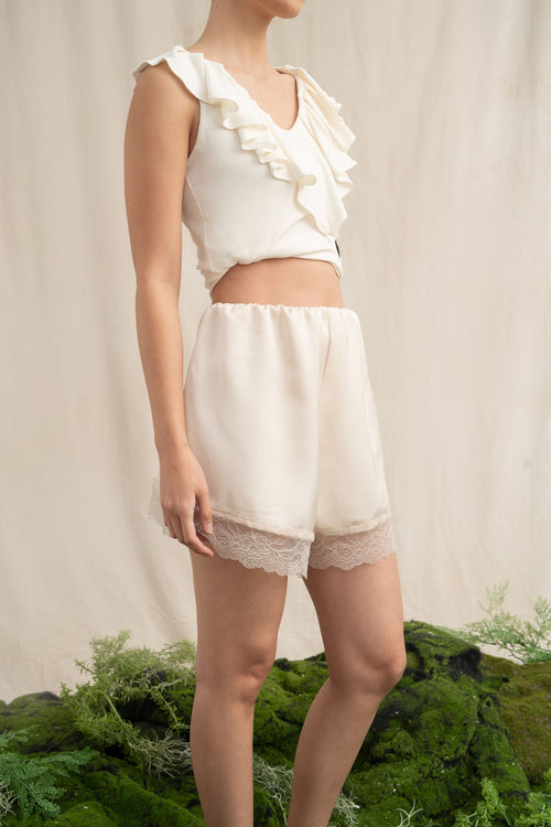 SD Lacey Satin Shorts in Buttermilk (Shipment Date 8-19 June 2026)