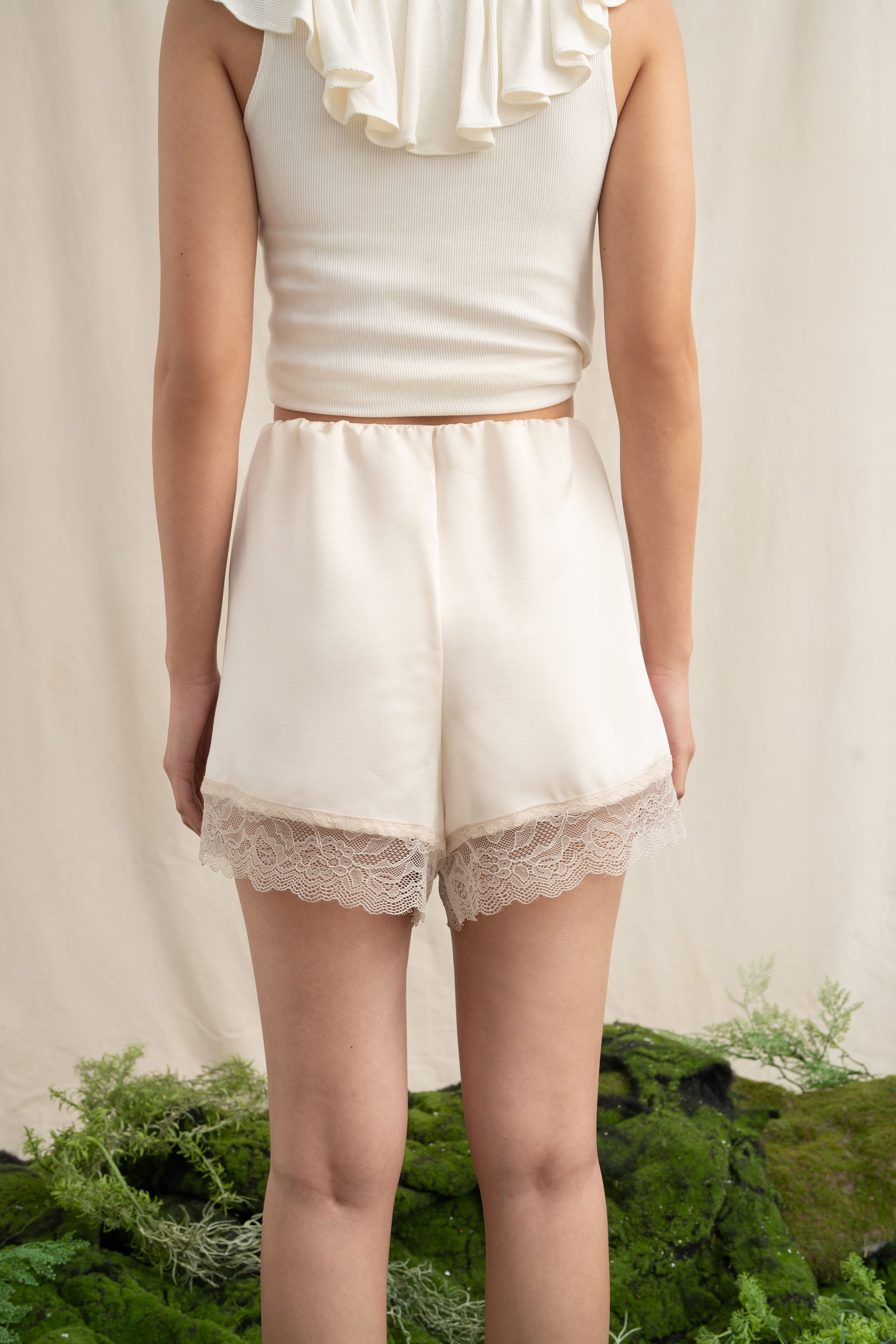 SD Lacey Satin Shorts in Buttermilk (Shipment Date 8-19 June 2026)