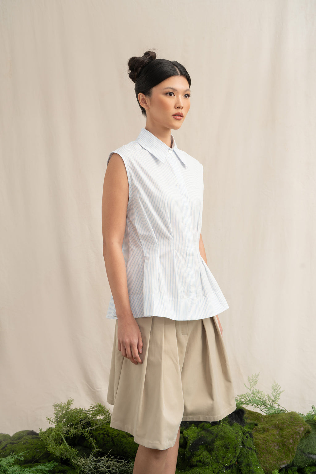 SD Peplum Stripe Top in Baby Blue (Shipment Date 8-19 June 2026)