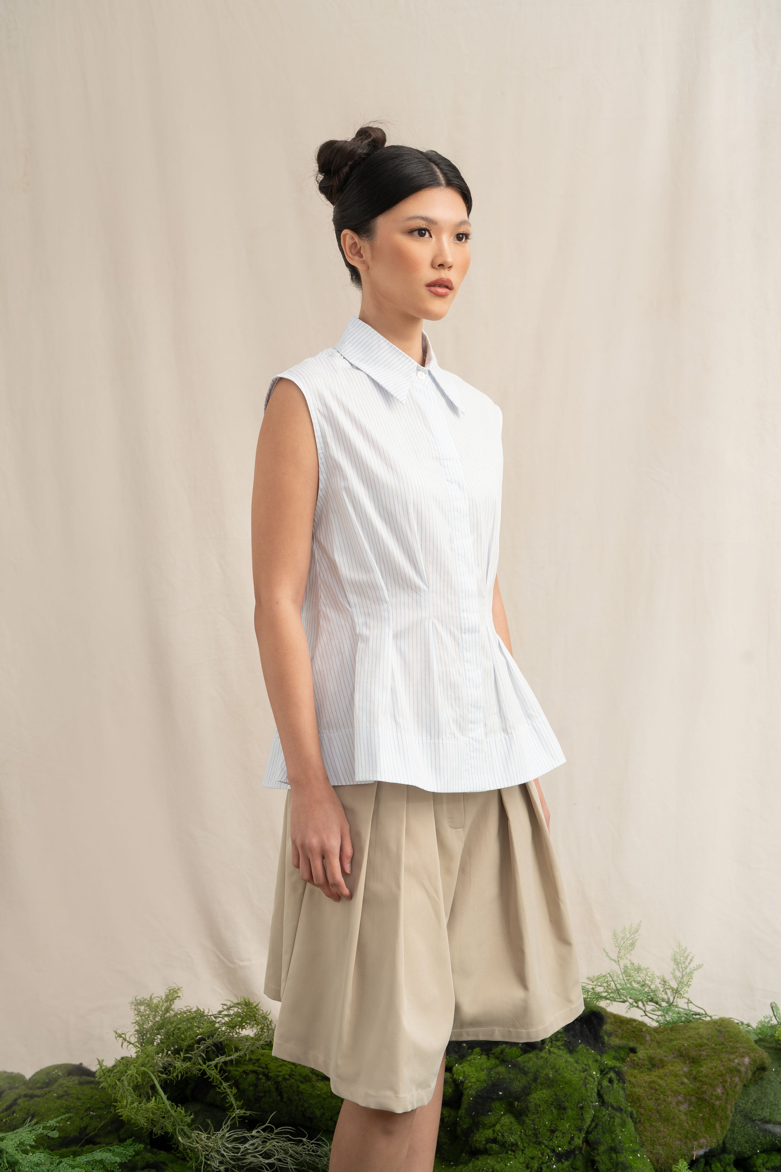 SD Peplum Stripe Top in Baby Blue (Shipment Date 8-19 June 2026)
