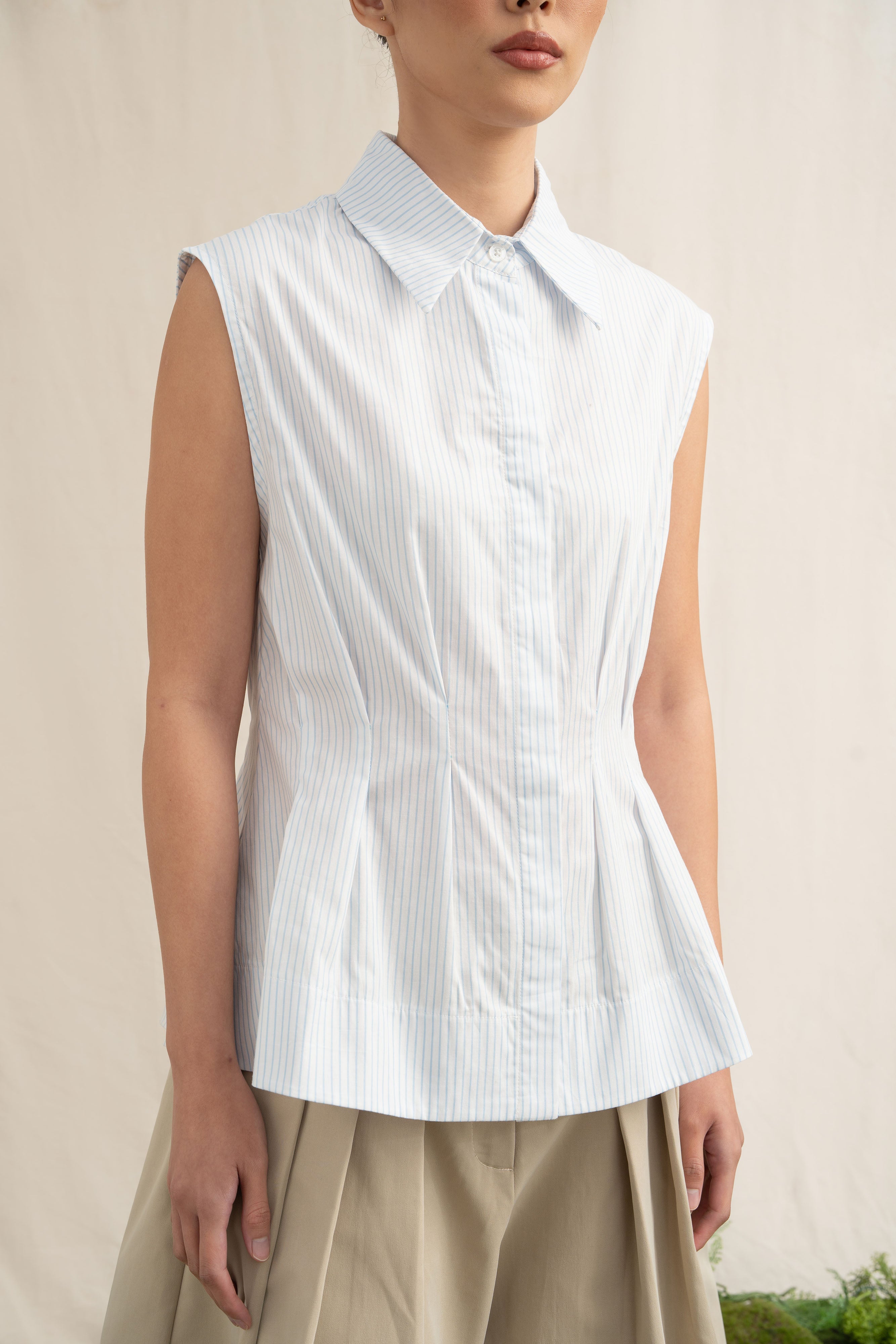 SD Peplum Stripe Top in Baby Blue (Shipment Date 8-19 June 2026)