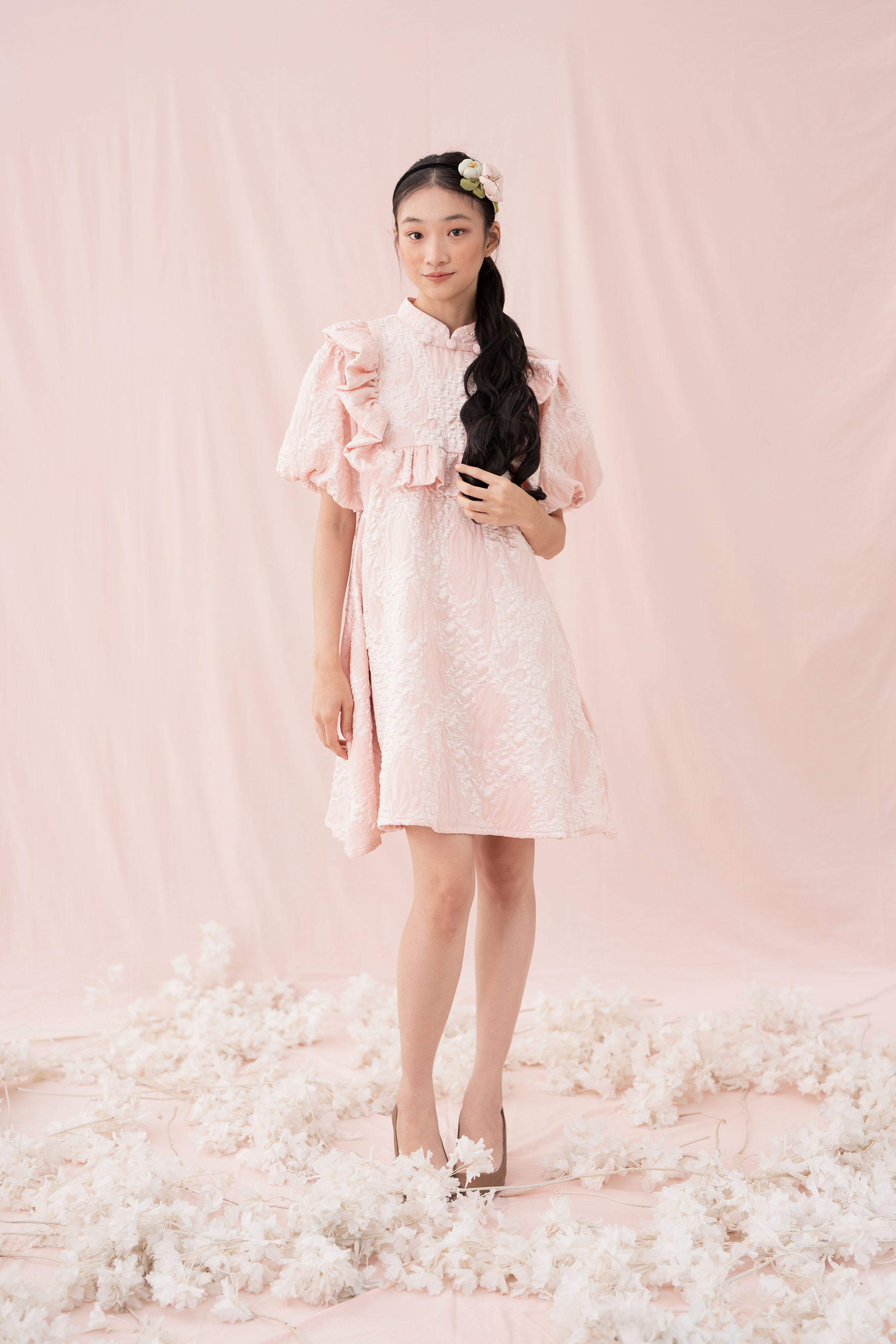 ETNY Pattern Puff Sleeve Dress