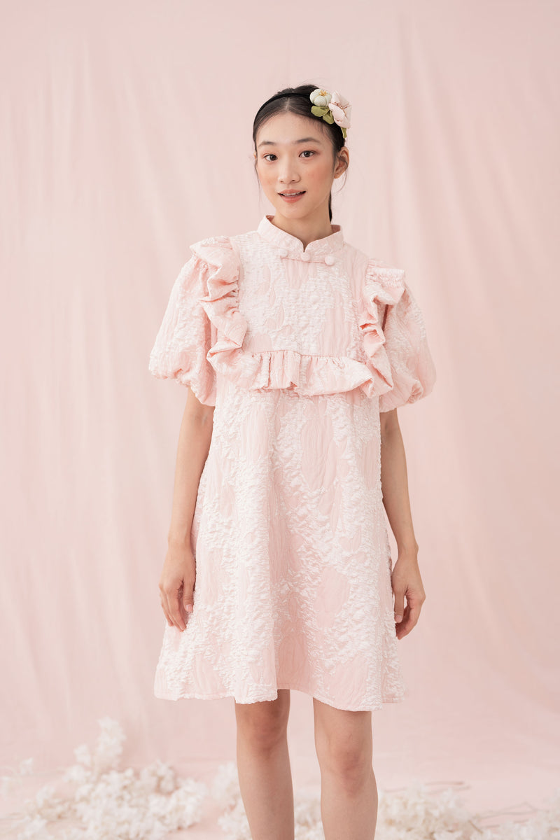 ⁠ETNY Pattern Puff Sleeve Dress (Ready Shipment 13-24 December 2024)