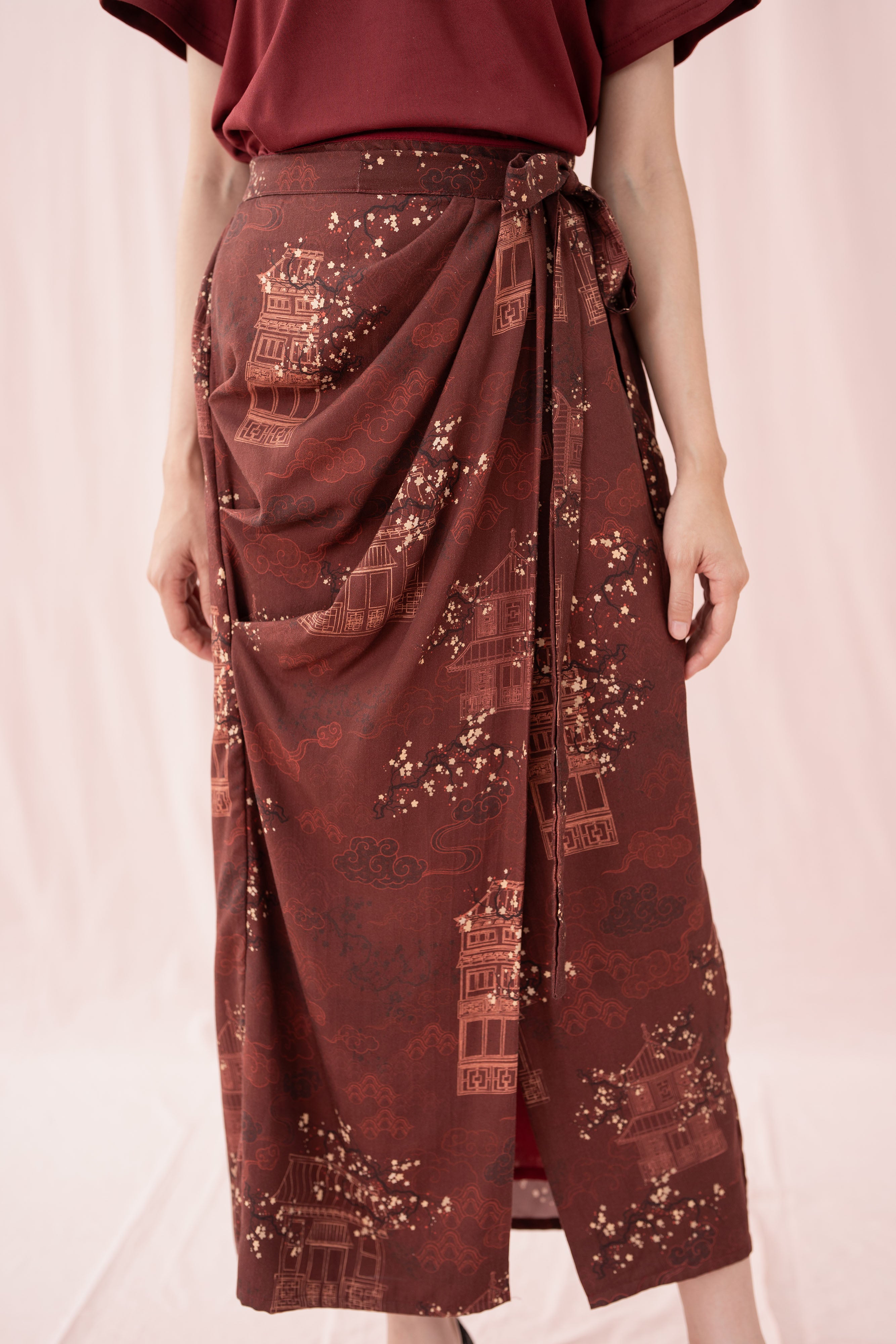 ETNY Pattern Wrap Skirt