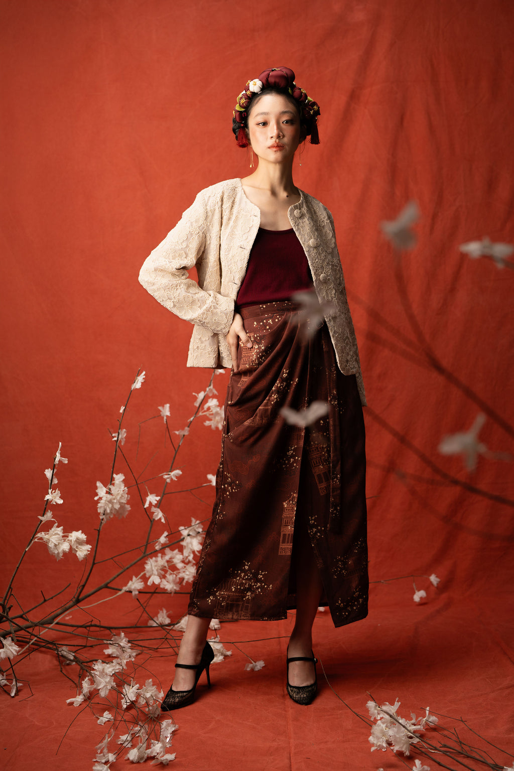 ETNY Pattern Wrap Skirt