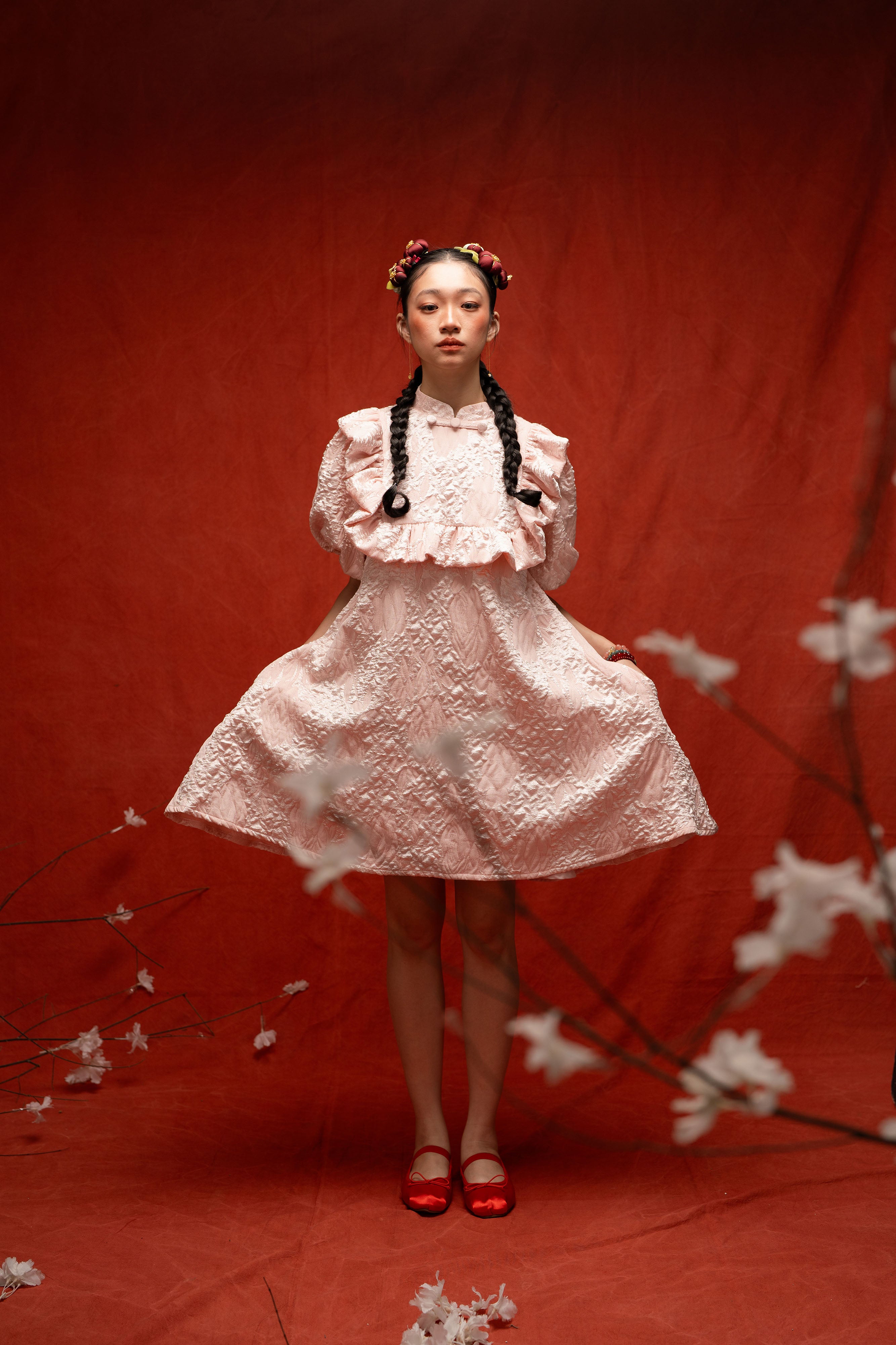 ETNY Pattern Puff Sleeve Dress