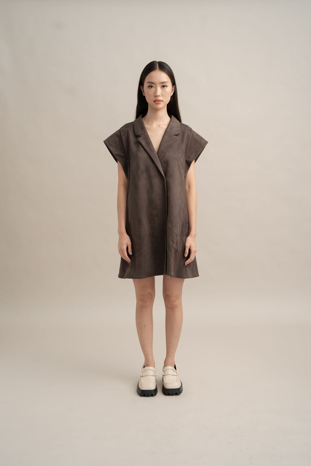 DA Shirt Mini Dress in Ash Brown