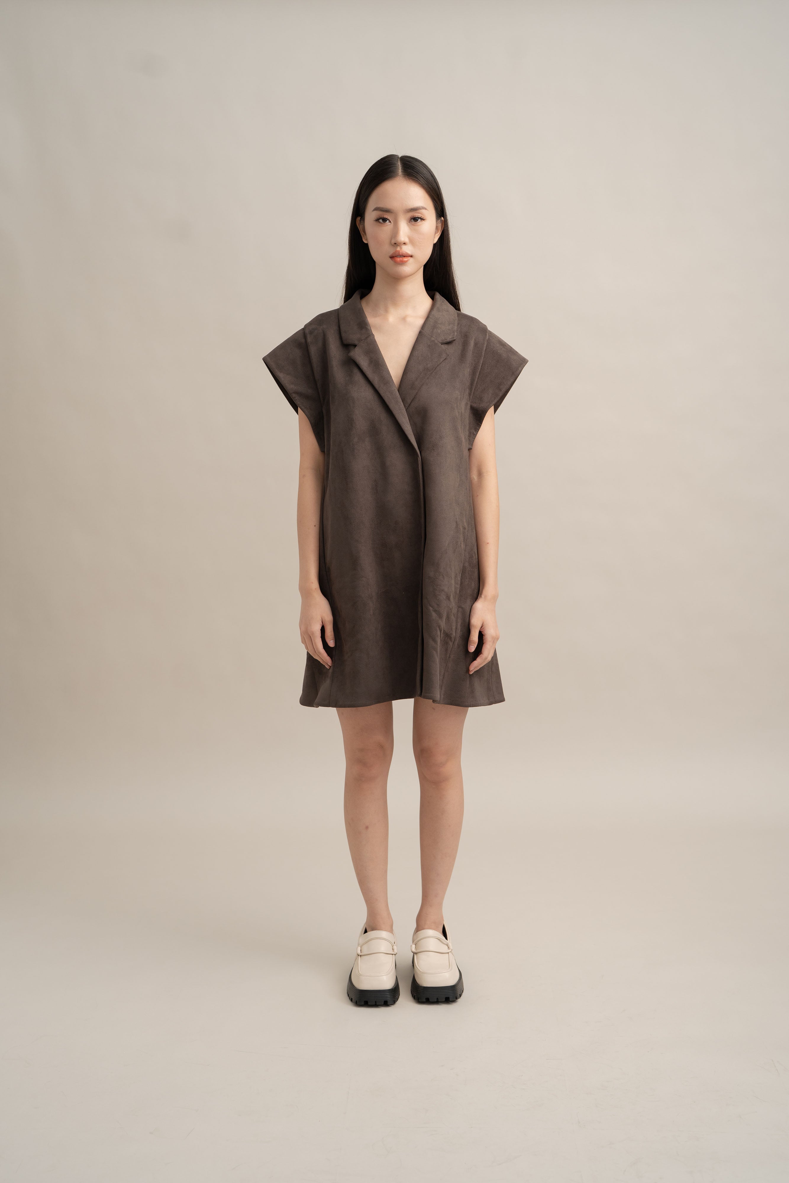 DA Shirt Mini Dress in Ash Brown