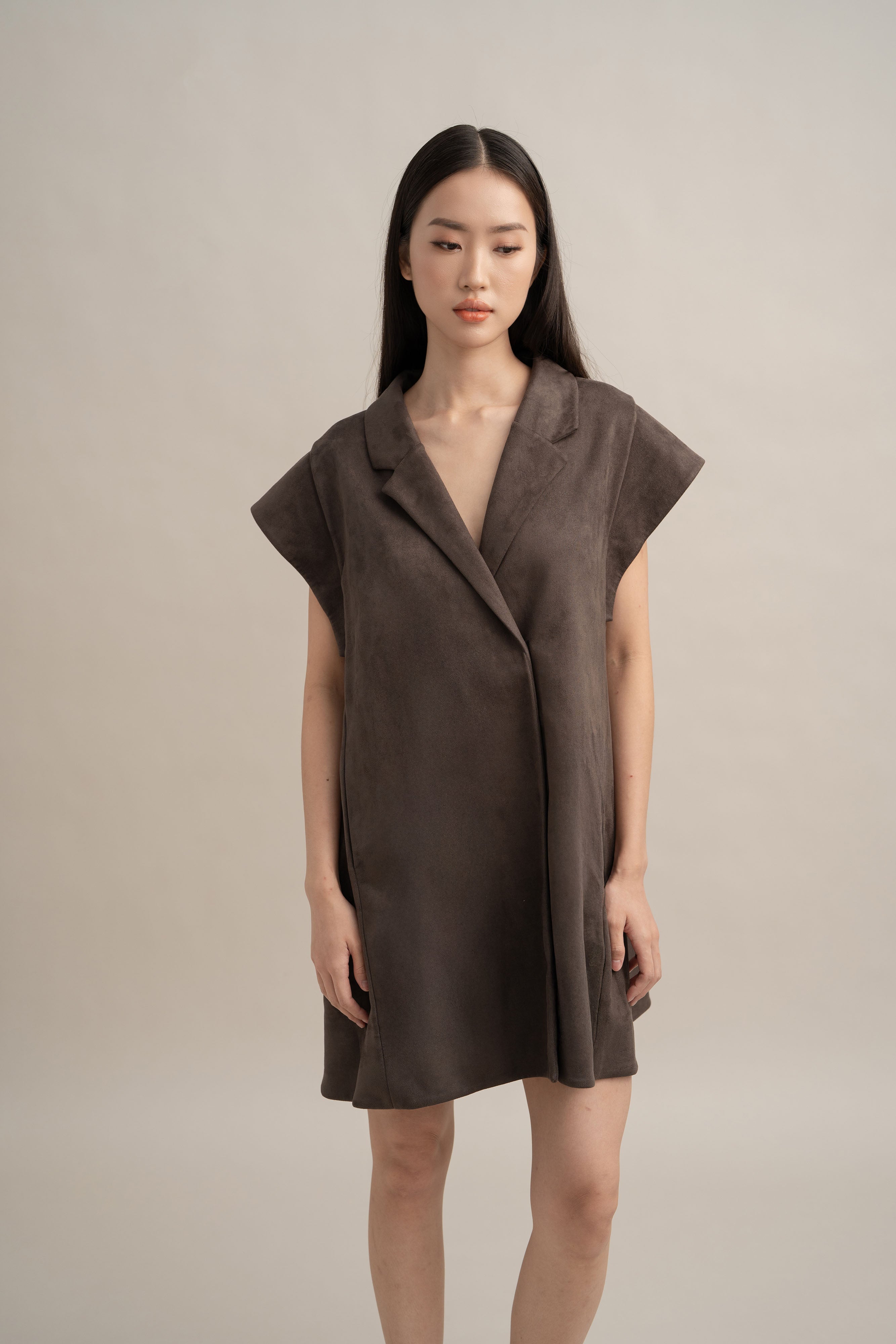 DA Shirt Mini Dress in Ash Brown