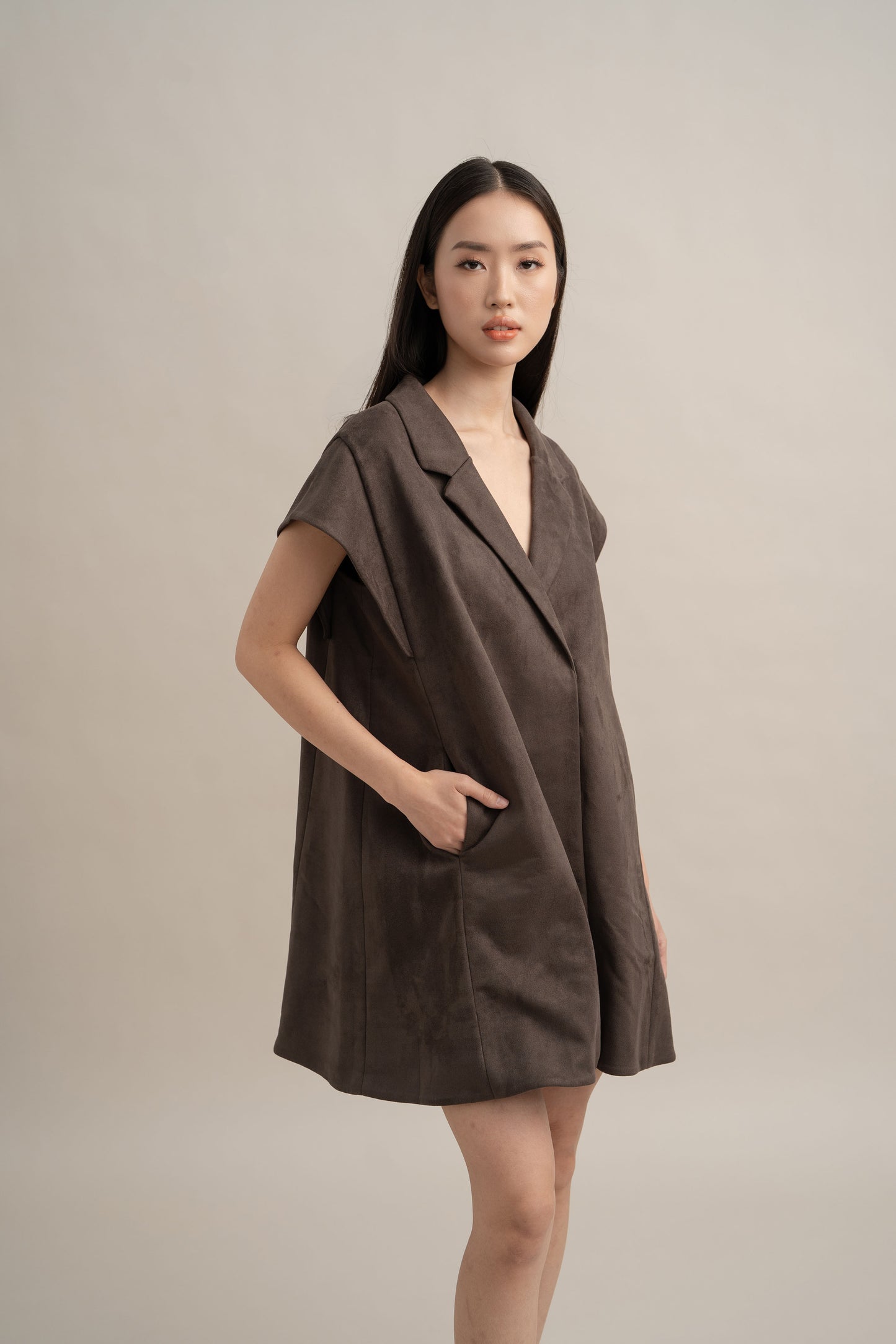 DA Shirt Mini Dress in Ash Brown