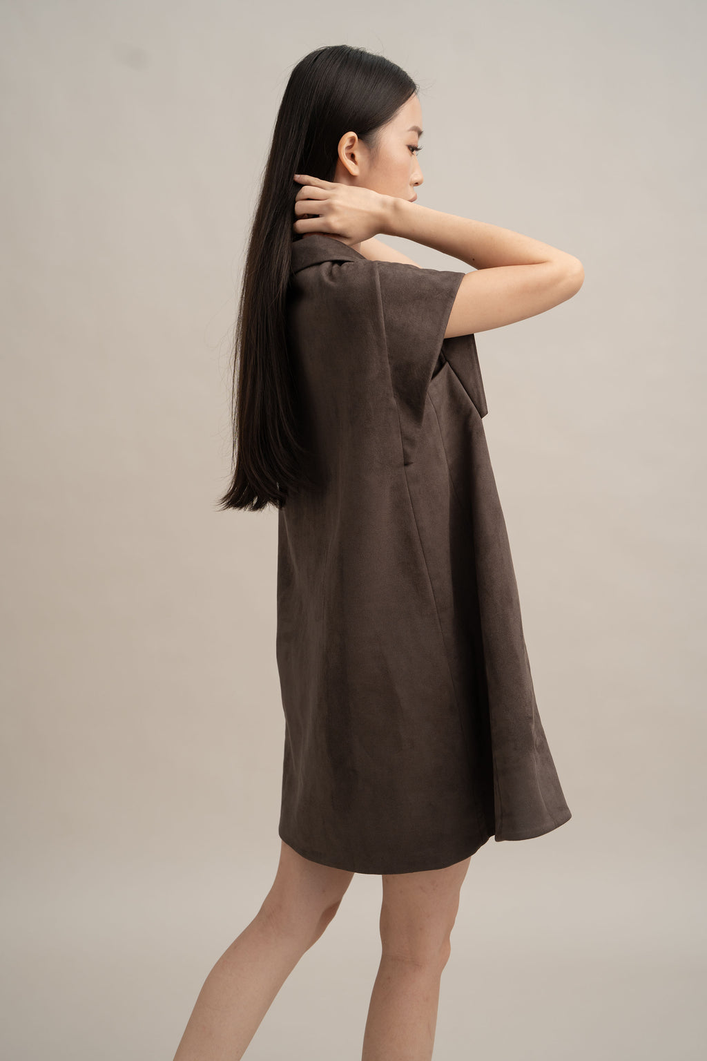 DA Shirt Mini Dress in Ash Brown