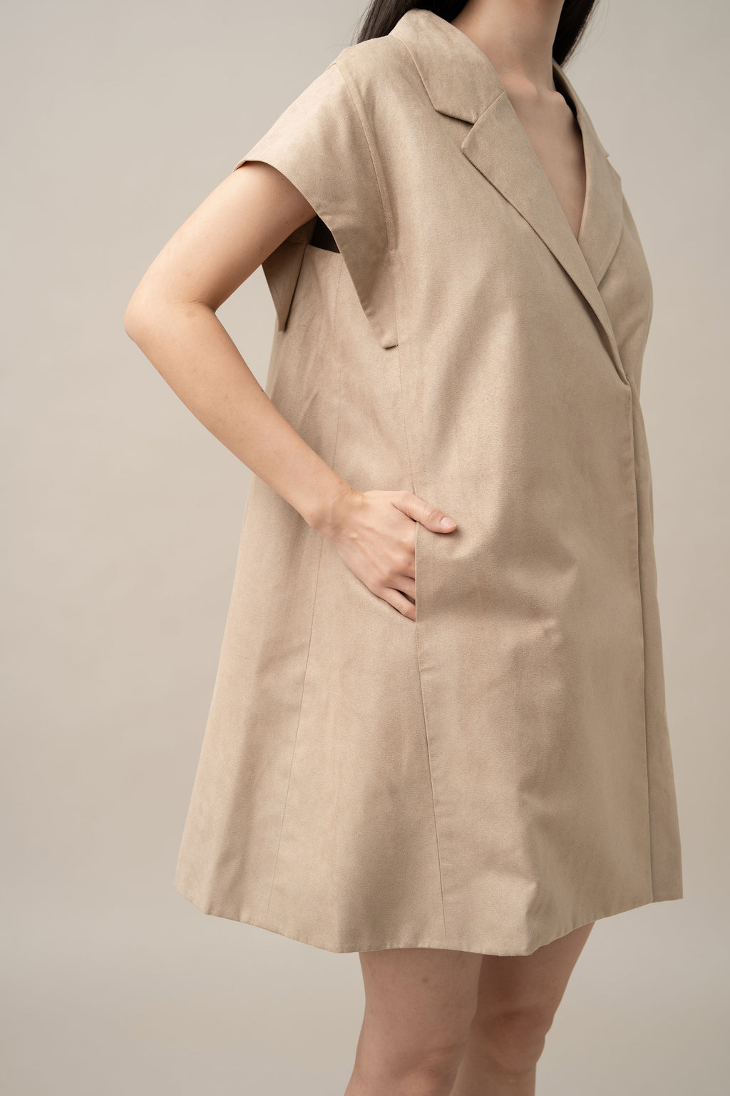 DA Shirt Mini Dress in Beige